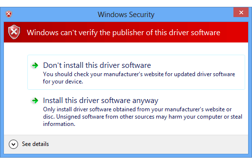 windows 10 unsigned driver install